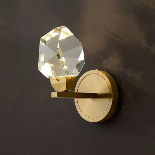 Angelia Faceted Crystal Prisms Short Wall Sconce