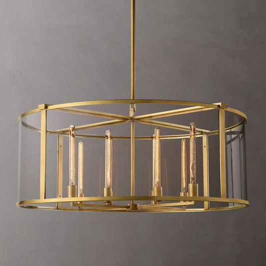 Beckman Glass Lantern Modern Round Chandelier 44"