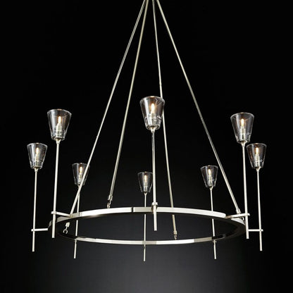 Glass Torch Round Chandelier 46"