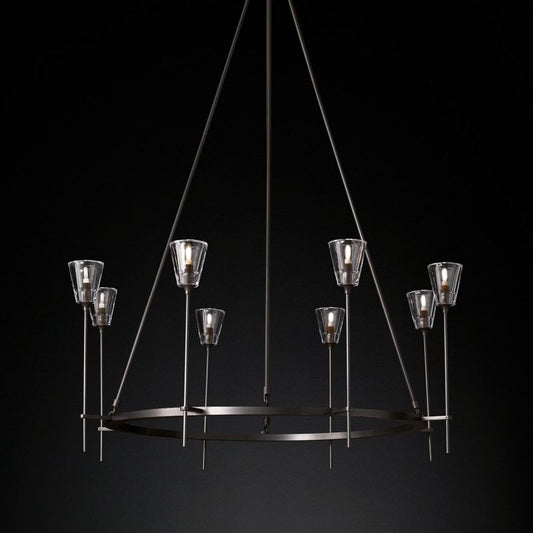 Glass Torch Round Chandelier 46"