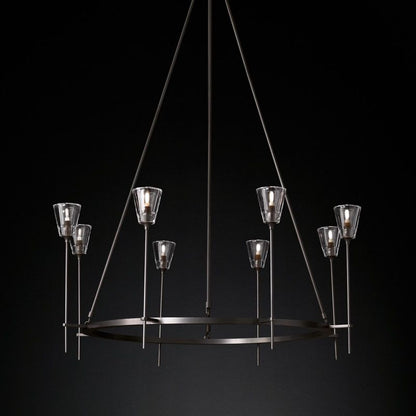 Glass Torch Round Chandelier 46"