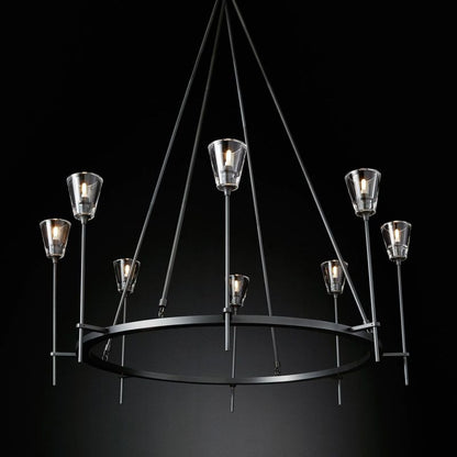 Glass Torch Round Chandelier 46"