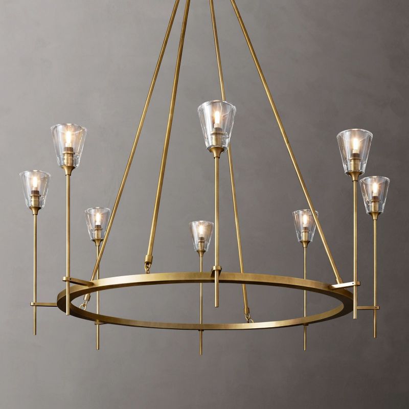 Glass Torch Round Chandelier 46"