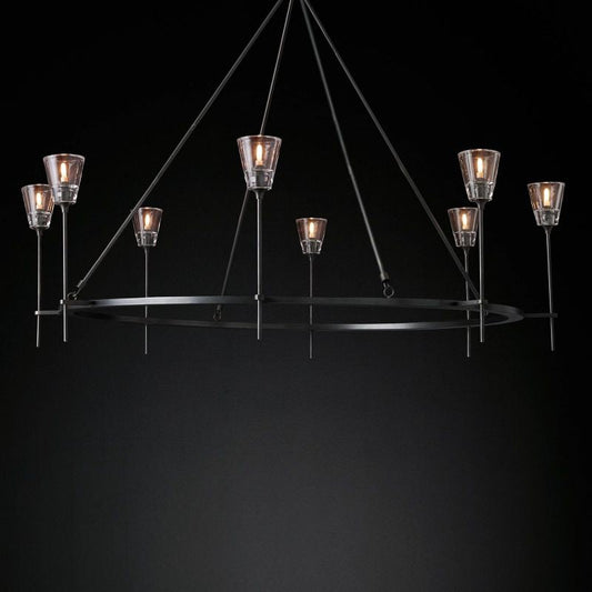Glass Torch Round Chandelier 58"