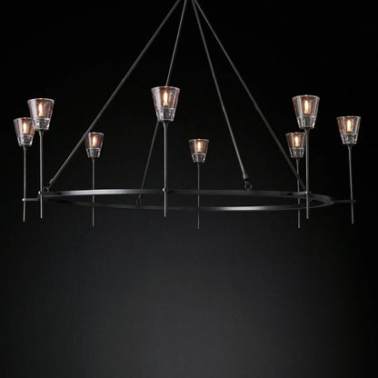 Glass Torch Round Chandelier 58"