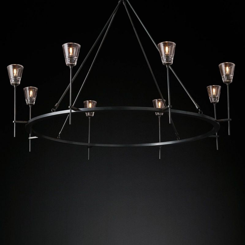 Glass Torch Round Chandelier 58"