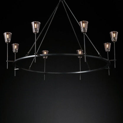 Glass Torch Round Chandelier 58"