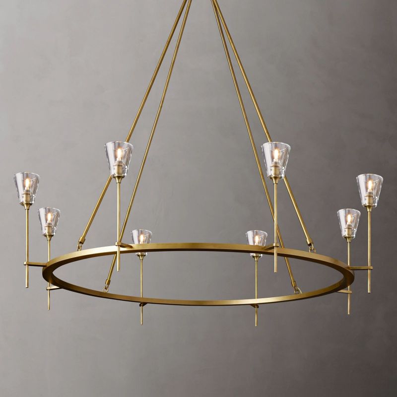 Glass Torch Round Chandelier 58"
