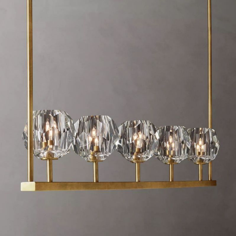 Kristal Glass Linear Chandelier 48"