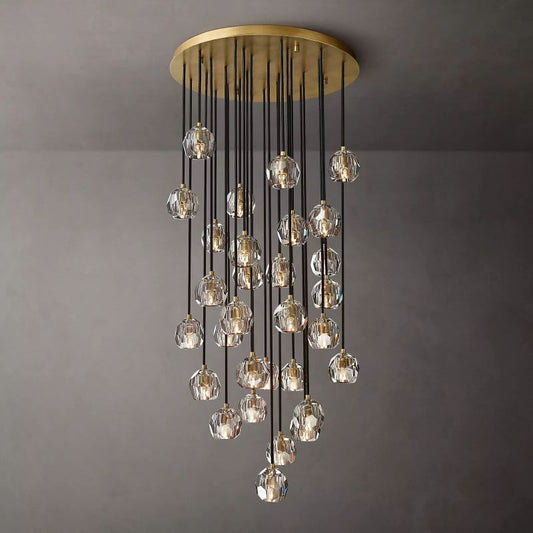 Kristal Clear Glass Round Cluster Chandelier 30"