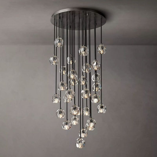 Kristal Clear Glass Round Cluster Chandelier 30"