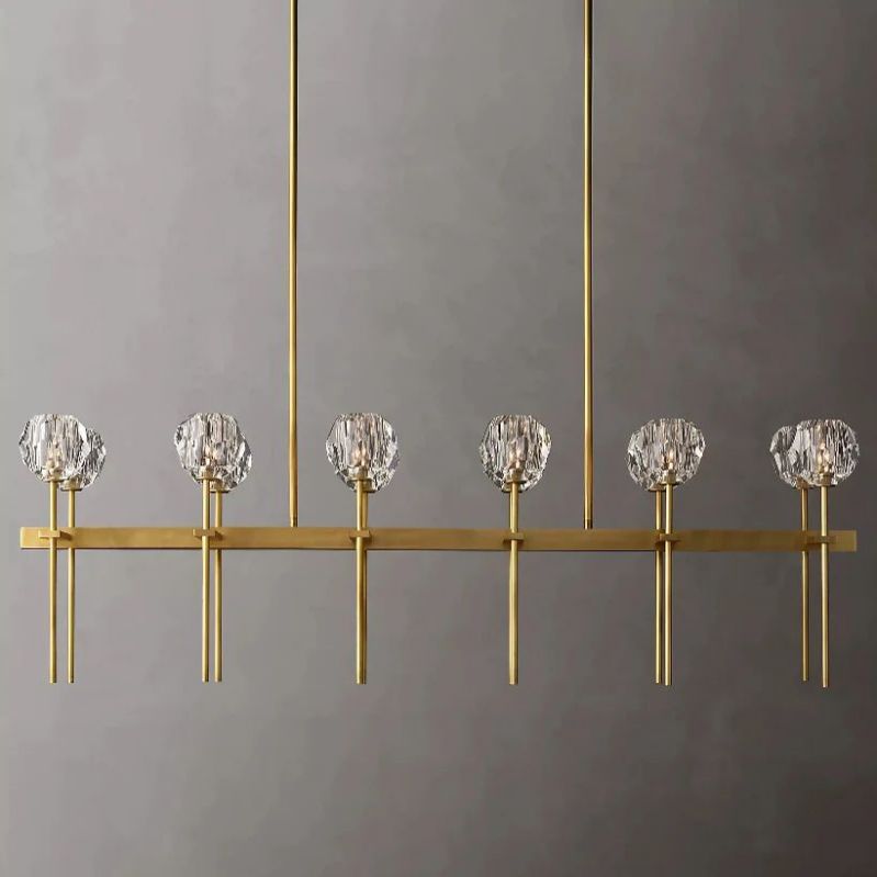 Kristal Glass Double Linear Chandelier 60"