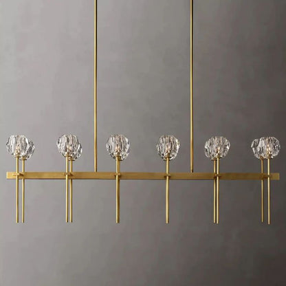 Kristal Glass Double Linear Chandelier 60"