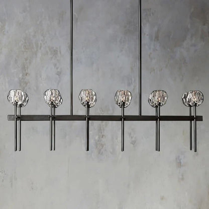 Kristal Glass Double Linear Chandelier 60"