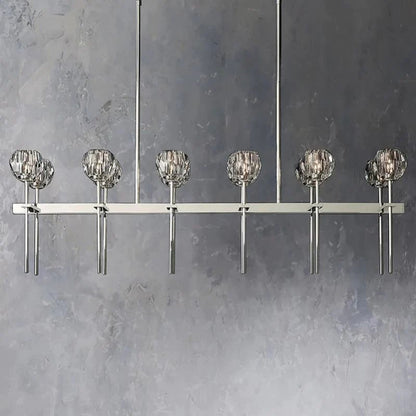 Kristal Glass Double Linear Chandelier 60"