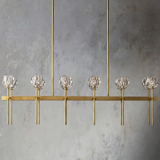 Kristal Glass Double Linear Chandelier 60"