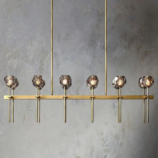 Kristal Glass Double Linear Chandelier 60"