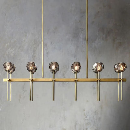 Kristal Glass Double Linear Chandelier 60"