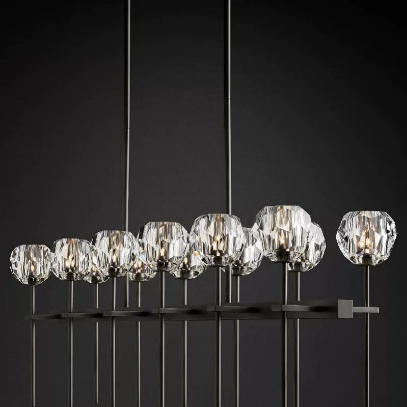 Kristal Glass Double Linear Chandelier 60"