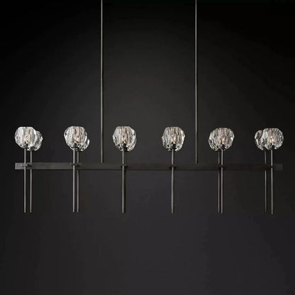 Kristal Glass Double Linear Chandelier 60"