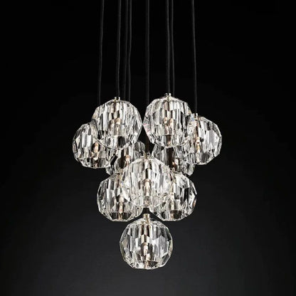 Kristal Glass Round Cluster Chandelier 14"