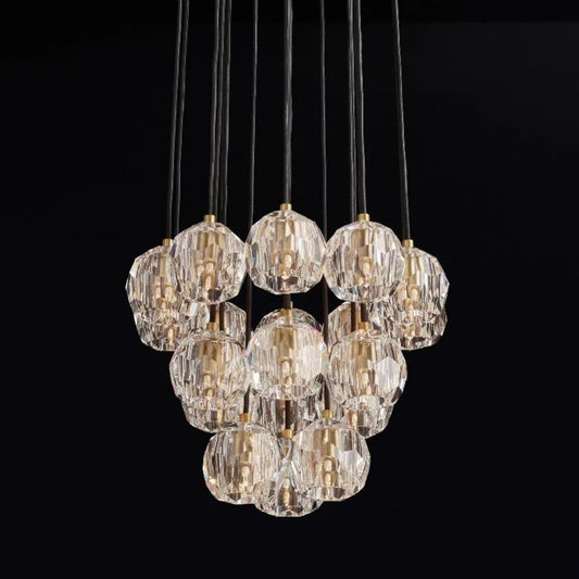 Kristal Glass Round Cluster Chandelier 19"