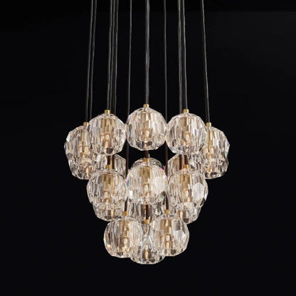Kristal Glass Round Cluster Chandelier 19"
