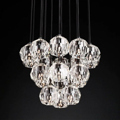 Kristal Glass Round Cluster Chandelier 19"
