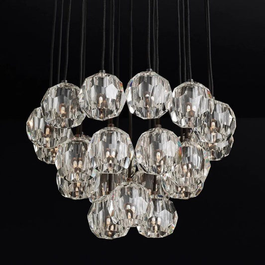Kristal Glass Round Cluster Chandelier 24"
