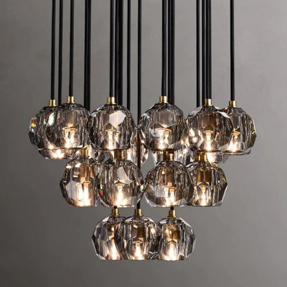 Kristal Glass Round Cluster Chandelier 24"