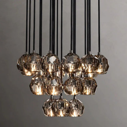 Kristal Glass Round Cluster Chandelier 24"