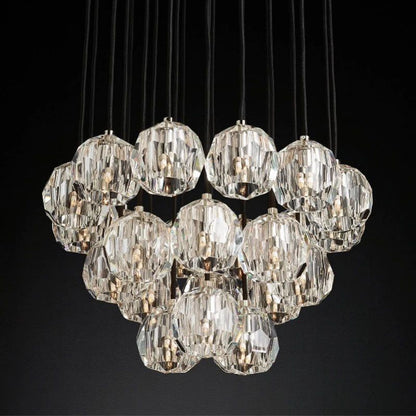 Kristal Glass Round Cluster Chandelier 24"