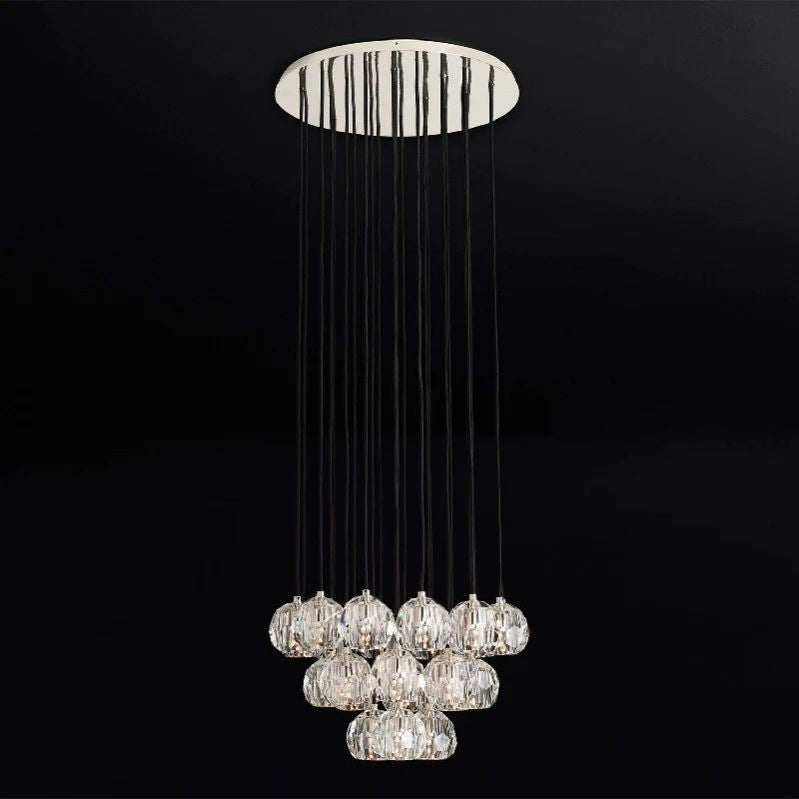 Kristal Glass Round Cluster Chandelier 24"