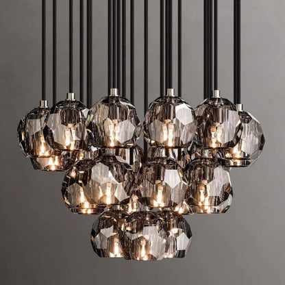 Kristal Glass Round Cluster Chandelier 24"