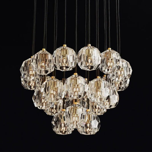Kristal Glass Round Cluster Chandelier 24"