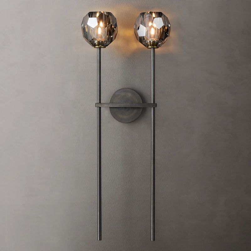 Kristal Smoke Glass Double Grand Wall Sconce