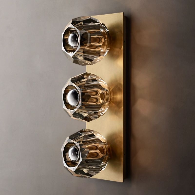 Kristal Smoke Glass Linear Short Wall Sconce