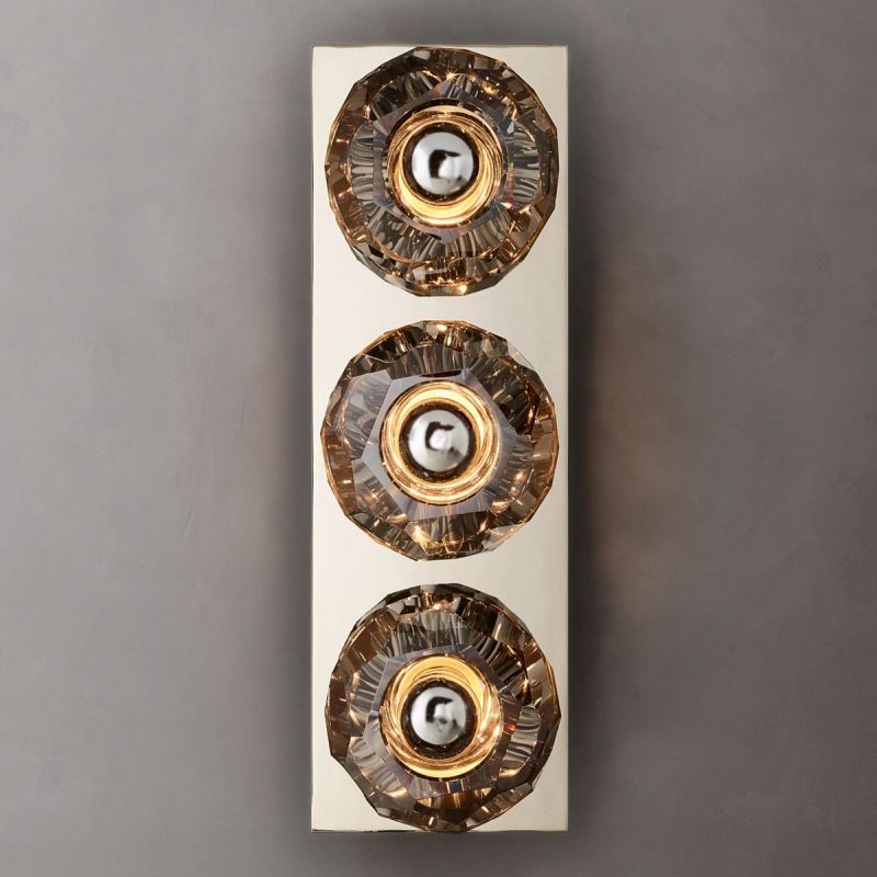 Kristal Smoke Glass Linear Short Wall Sconce