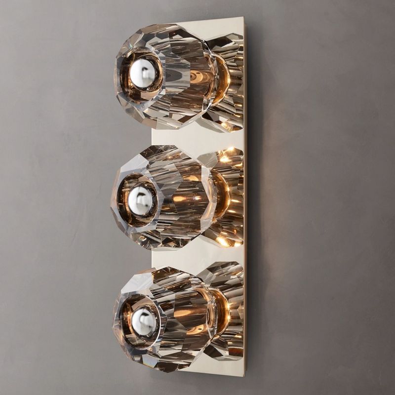 Kristal Smoke Glass Linear Short Wall Sconce