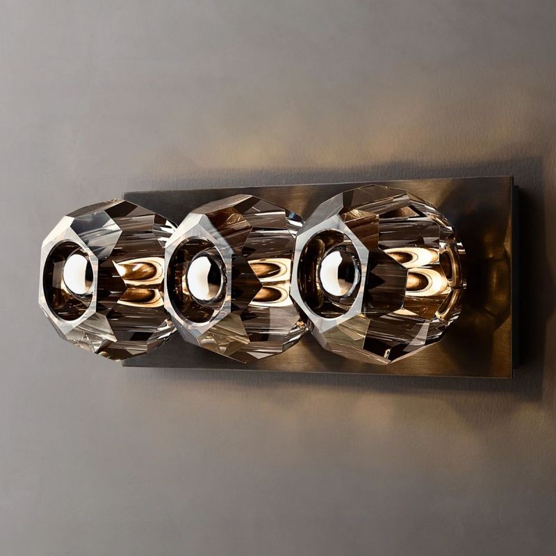 Kristal Smoke Glass Linear Short Wall Sconce