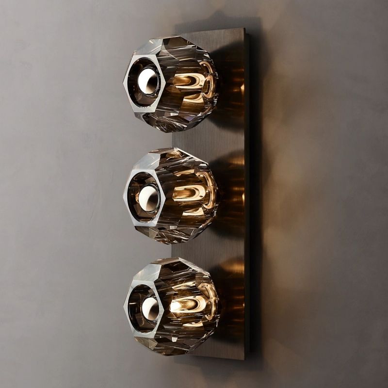 Kristal Smoke Glass Linear Short Wall Sconce
