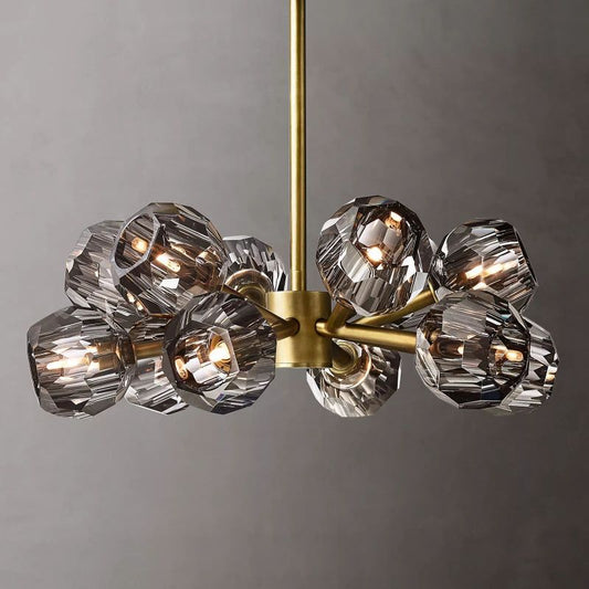 Kristal Smoke Glass Round Chandelier 24"