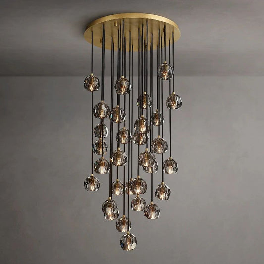 Kristal Smoke Glass Round Cluster Chandelier 30"