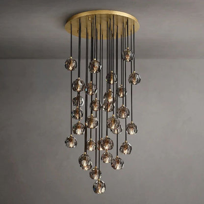 Kristal Smoke Glass Round Cluster Chandelier 30"