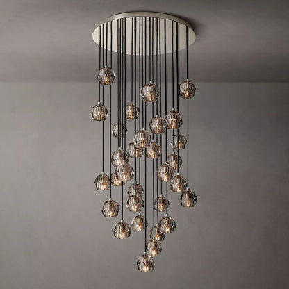 Kristal Smoke Glass Round Cluster Chandelier 30"