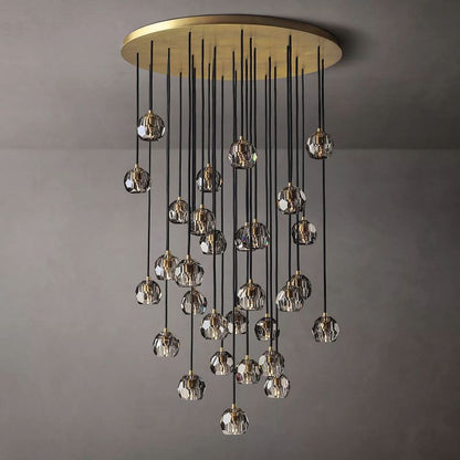 Kristal Smoke Glass Round Cluster Chandelier 40"