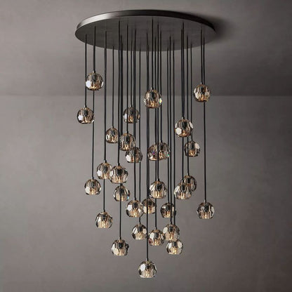 Kristal Smoke Glass Round Cluster Chandelier 40"