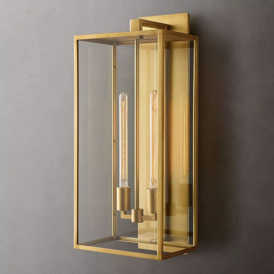 Outdoor Square Lantern Wall Sconce 28"