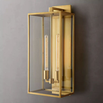 Outdoor Square Lantern Wall Sconce 28"
