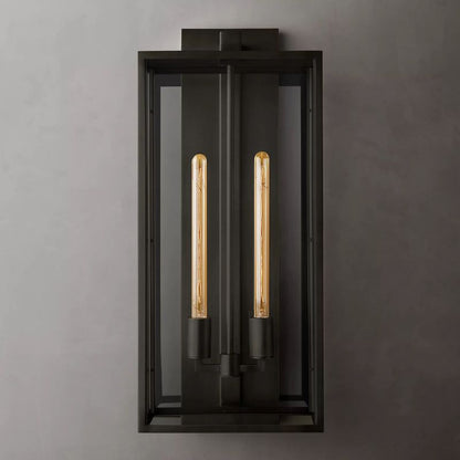 Outdoor Square Lantern Wall Sconce 28"